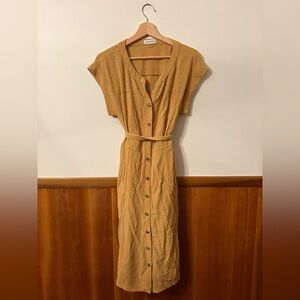 Calvin Klein mustard yellow ochre Midi Dress